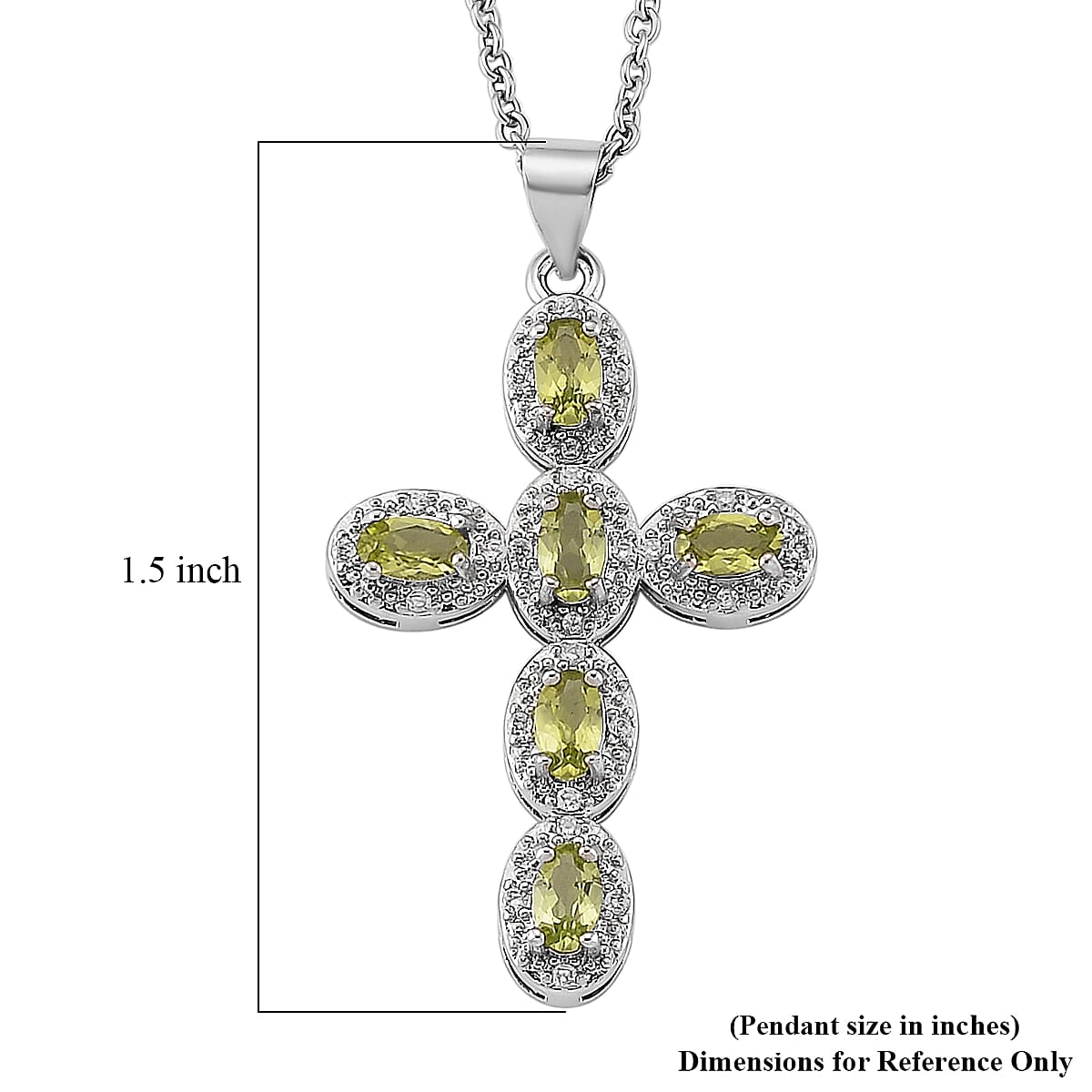 Hebei Peridot and Simulated Diamond 5.00 ctw Pendant in Silvertone with Stainless Steel Necklace 20 Inches