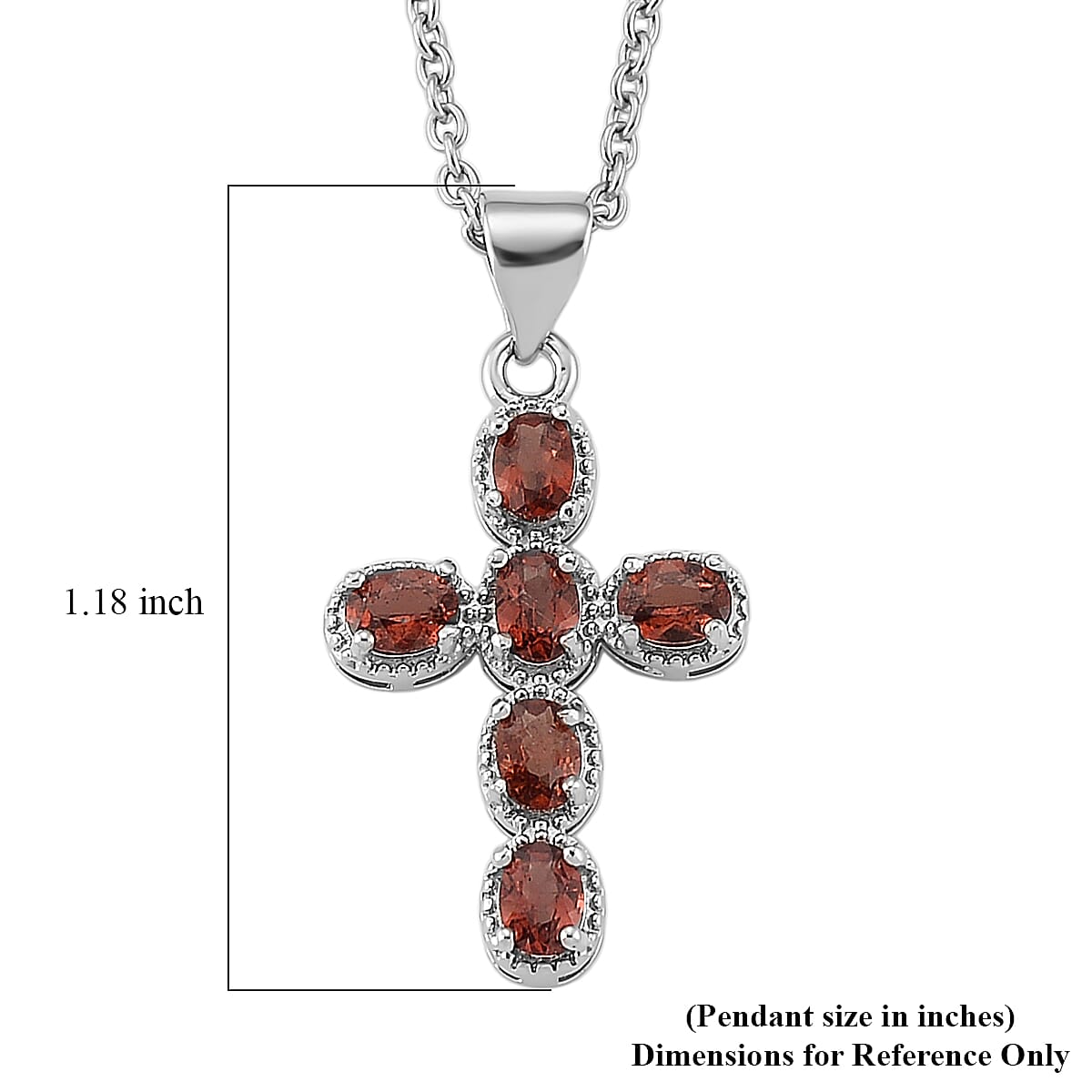 Mozambique Garnet and Simulated Diamond 5.00 ctw Pendant in Silvertone with Stainless Steel Necklace 20 Inches image number 6