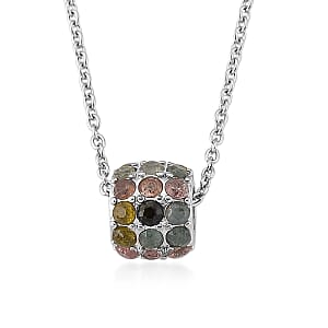 Tourmaline 2.00 ctw Pendant in Silvertone with Stainless Steel Necklace 20 Inches