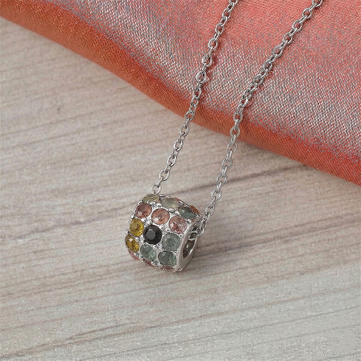 Tourmaline 2.00 ctw Pendant in Silvertone with Stainless Steel Necklace 20 Inches image number 1