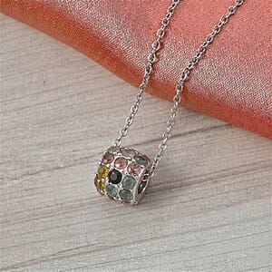 Tourmaline 2.00 ctw Pendant in Silvertone with Stainless Steel Necklace 20 Inches