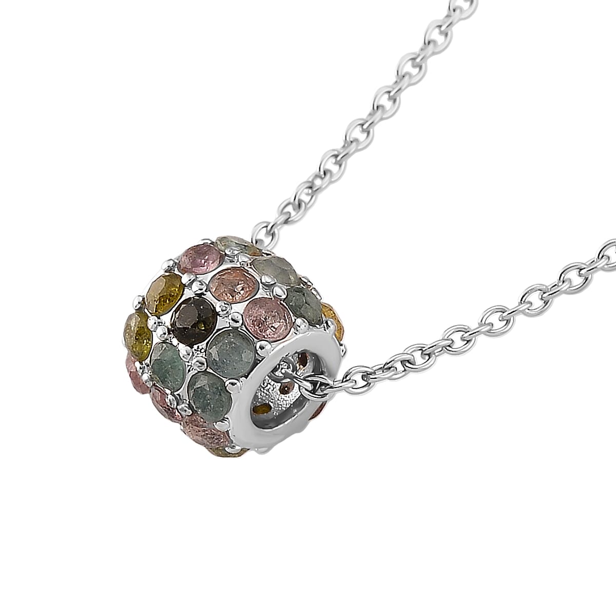 Tourmaline 2.00 ctw Pendant in Silvertone with Stainless Steel Necklace 20 Inches image number 3