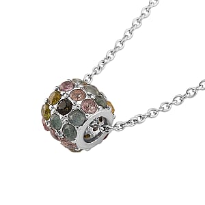 Tourmaline 2.00 ctw Pendant in Silvertone with Stainless Steel Necklace 20 Inches