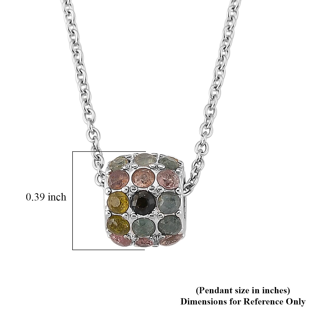 Tourmaline 2.00 ctw Pendant in Silvertone with Stainless Steel Necklace 20 Inches