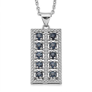 Blue Topaz 2.00 ctw Pendant in Silvertone with Stainless Steel Necklace 20 Inches