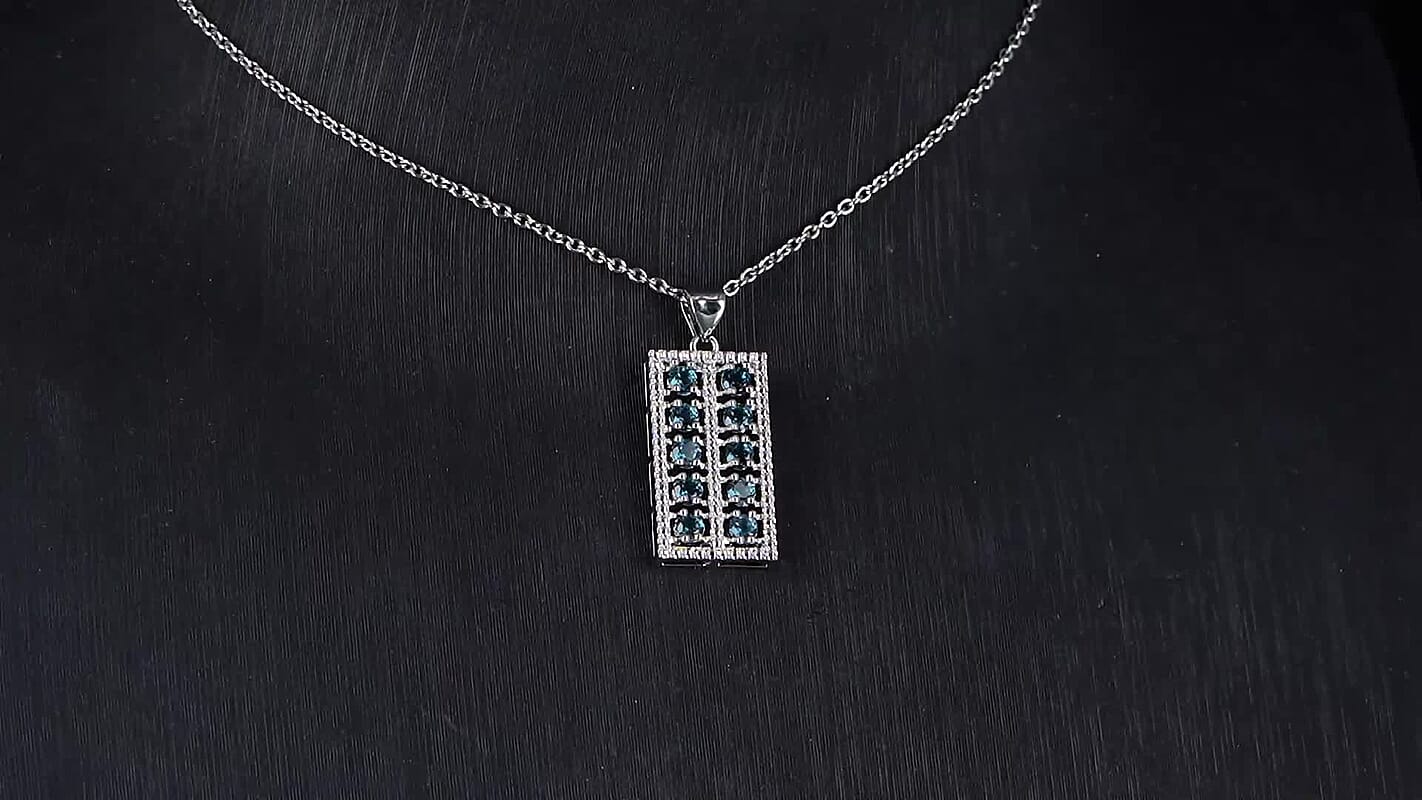 Blue Topaz 2.00 ctw Pendant in Silvertone with Stainless Steel Necklace 20 Inches