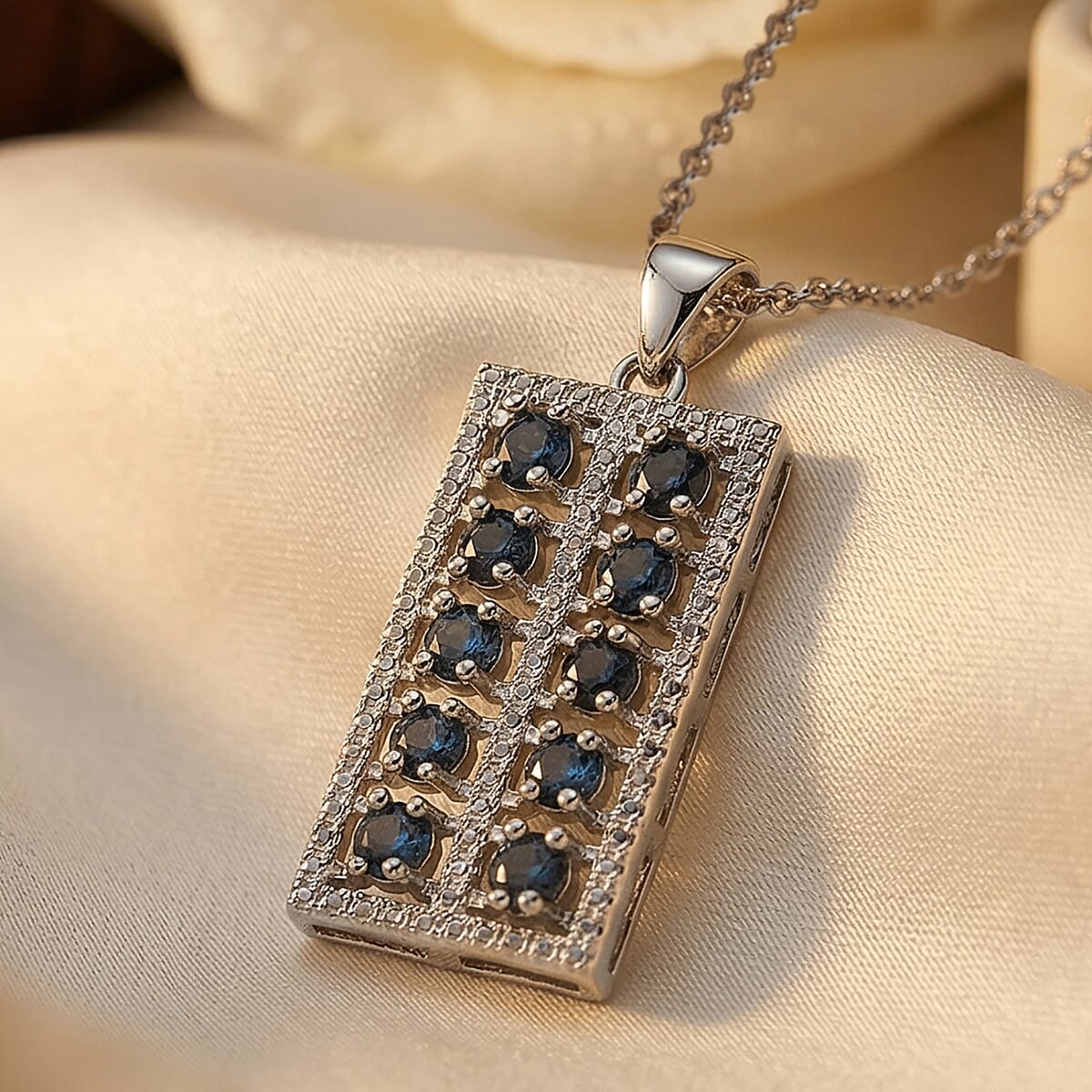 Blue Topaz 2.00 ctw Pendant in Silvertone with Stainless Steel Necklace 20 Inches image number 1