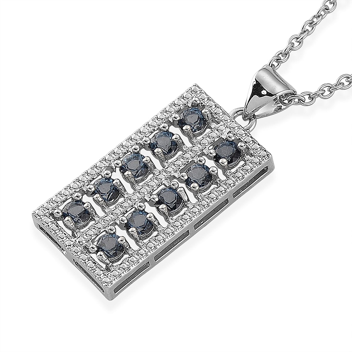 Blue Topaz 2.00 ctw Pendant in Silvertone with Stainless Steel Necklace 20 Inches