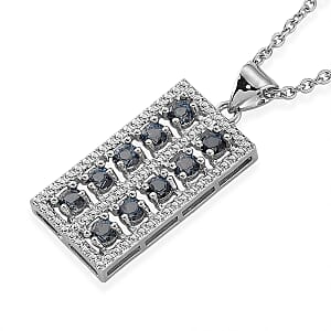 Blue Topaz 2.00 ctw Pendant in Silvertone with Stainless Steel Necklace 20 Inches