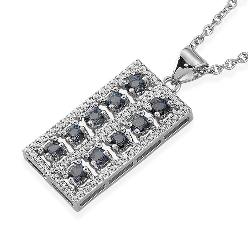 Blue Topaz 2.00 ctw Pendant in Silvertone with Stainless Steel Necklace 20 Inches