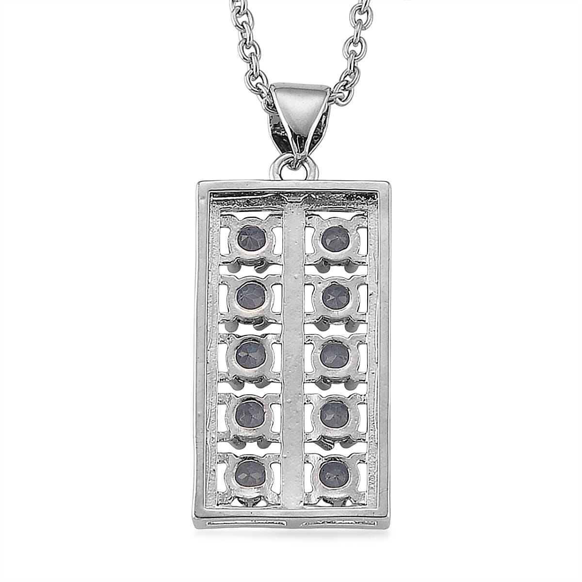 Blue Topaz 2.00 ctw Pendant in Silvertone with Stainless Steel Necklace 20 Inches