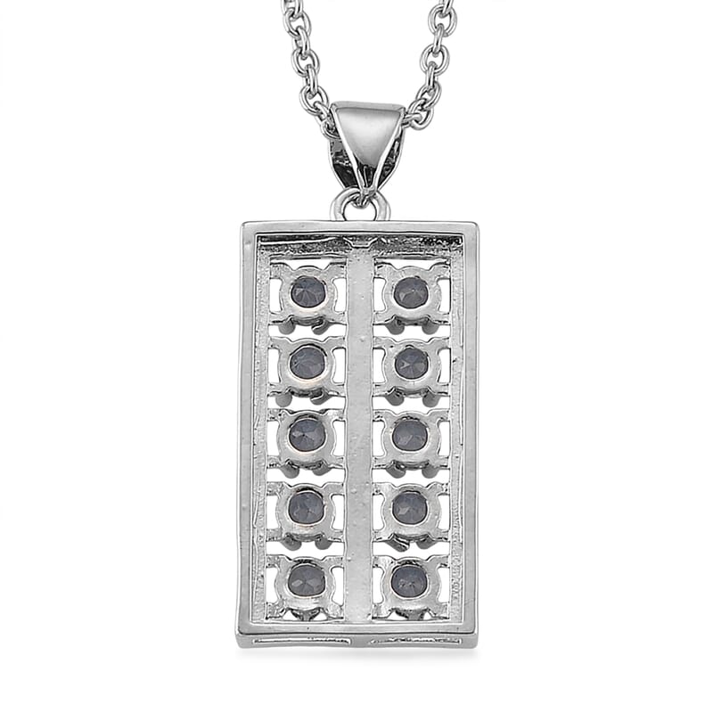 Blue Topaz 2.00 ctw Pendant in Silvertone with Stainless Steel Necklace 20 Inches