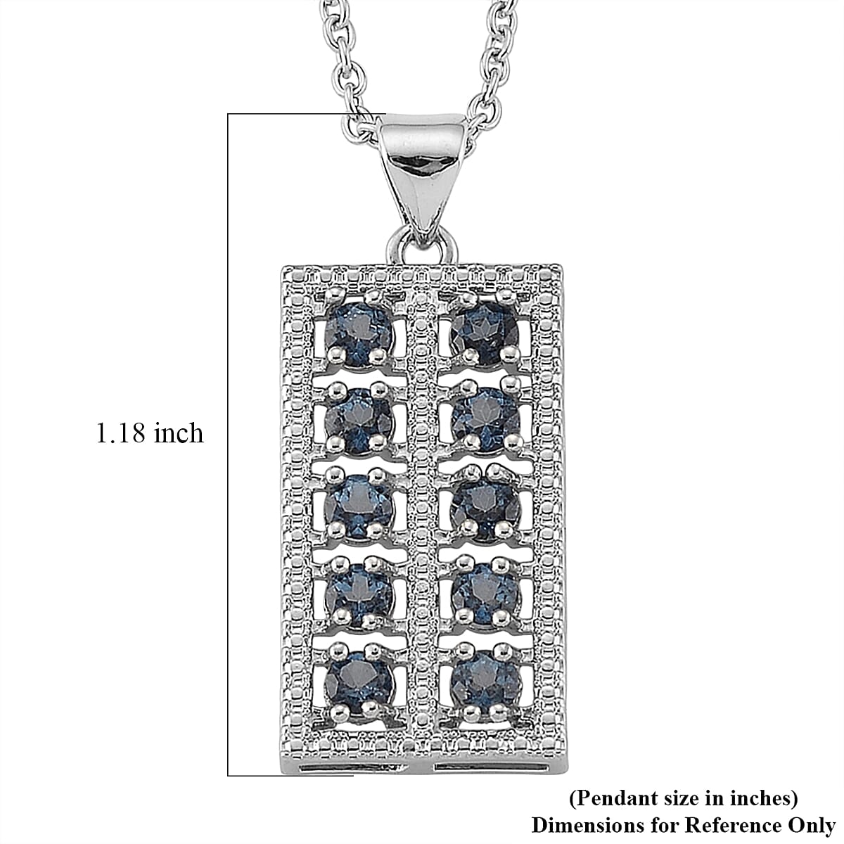 Blue Topaz 2.00 ctw Pendant in Silvertone with Stainless Steel Necklace 20 Inches