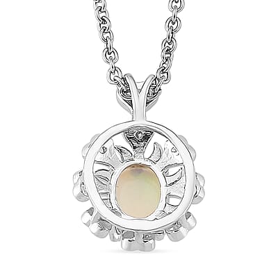 Opal and Simulated Diamond 3.00 ctw Pendant Necklace