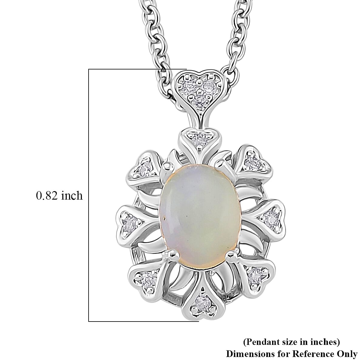 Opal and Simulated Diamond 3.00 ctw Pendant in Silvertone with Stainless Steel Necklace 20 Inches image number 6