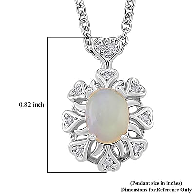 Opal and Simulated Diamond 3.00 ctw Pendant Necklace
