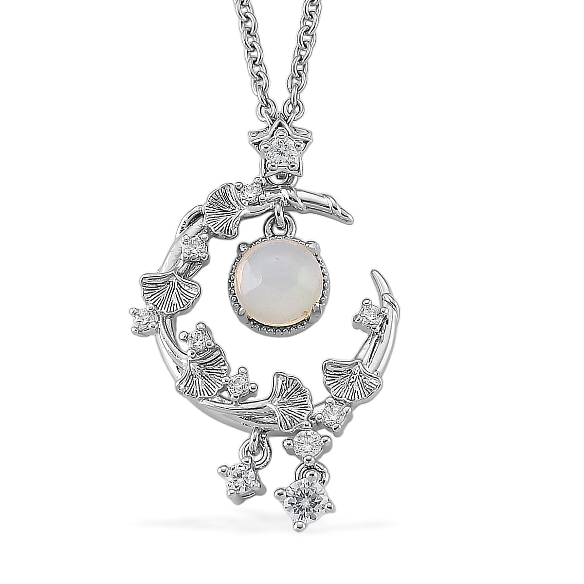 Opal and Simulated Diamond 3.00 ctw Pendant Necklace