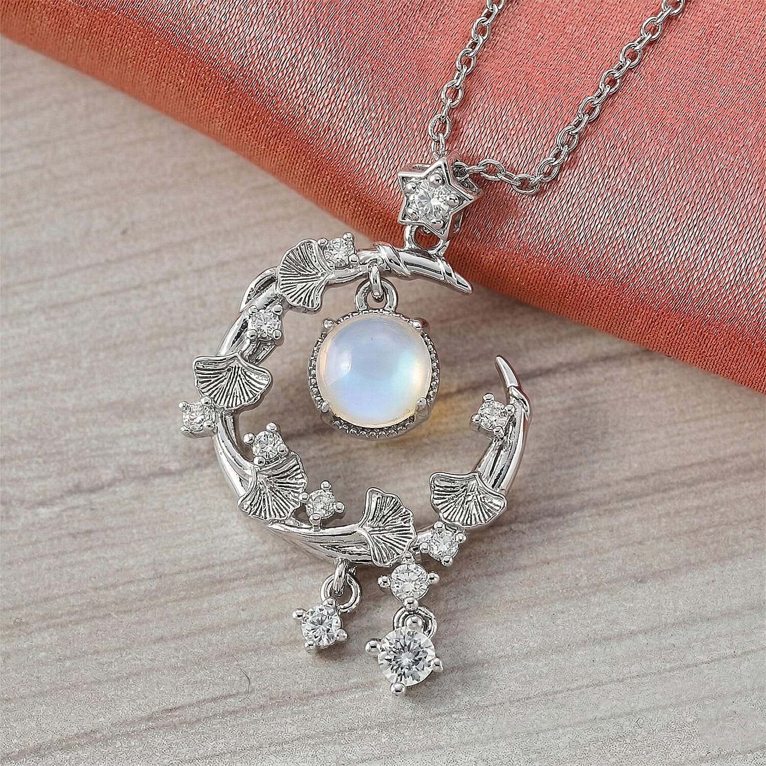 Opal and Simulated Diamond 3.00 ctw Pendant Necklace