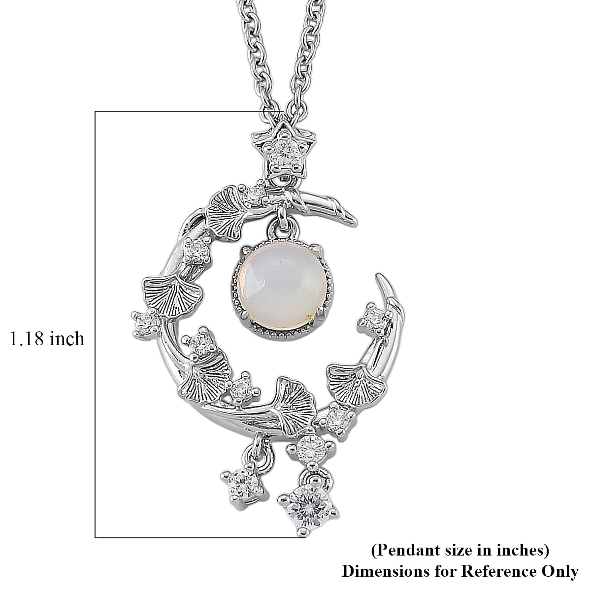 Opal and Simulated Diamond 3.00 ctw Pendant in Silvertone with Stainless Steel Necklace 20 Inches  image number 6