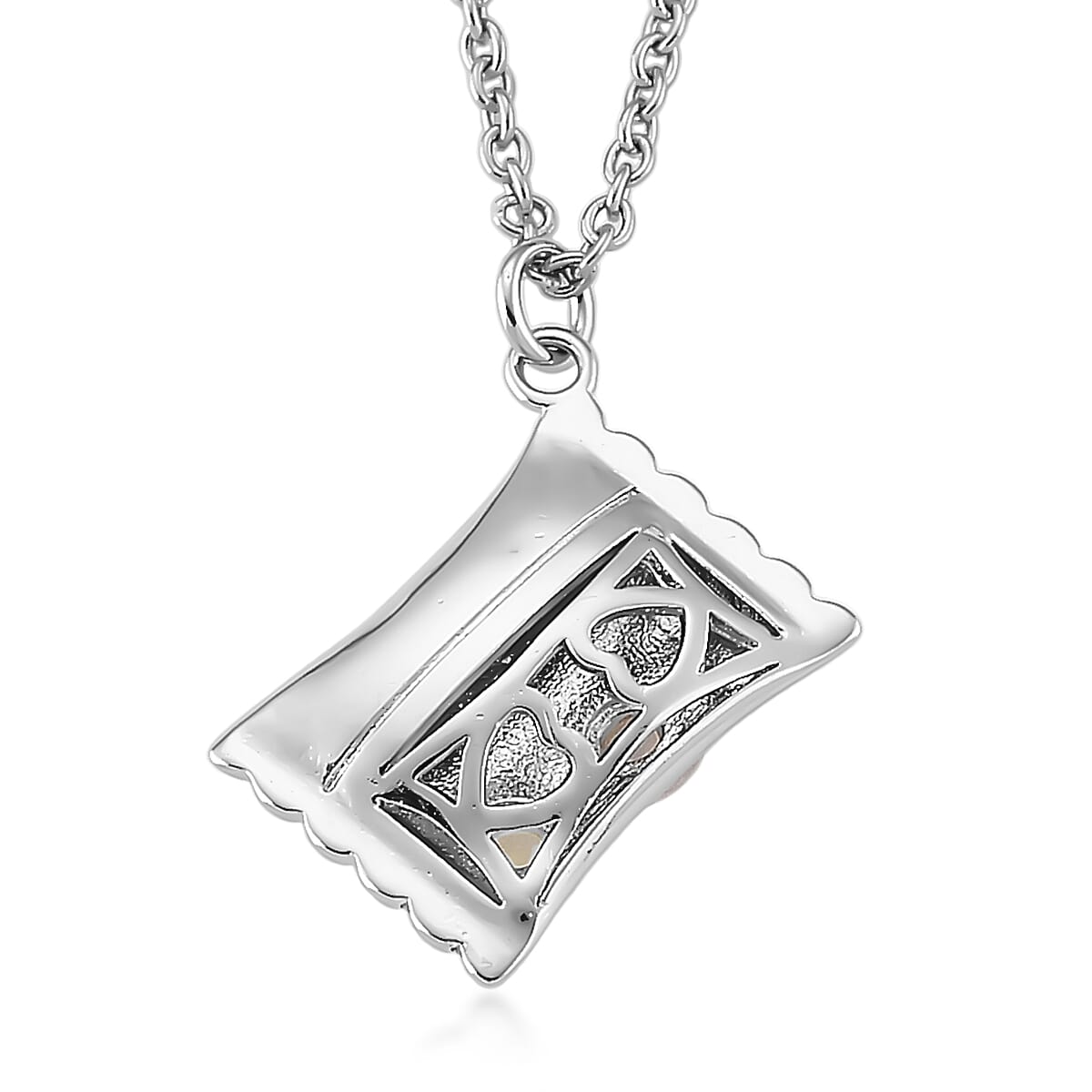 Opal 3.00 ctw Pendant in Silvertone with Stainless Steel Necklace 20 Inches