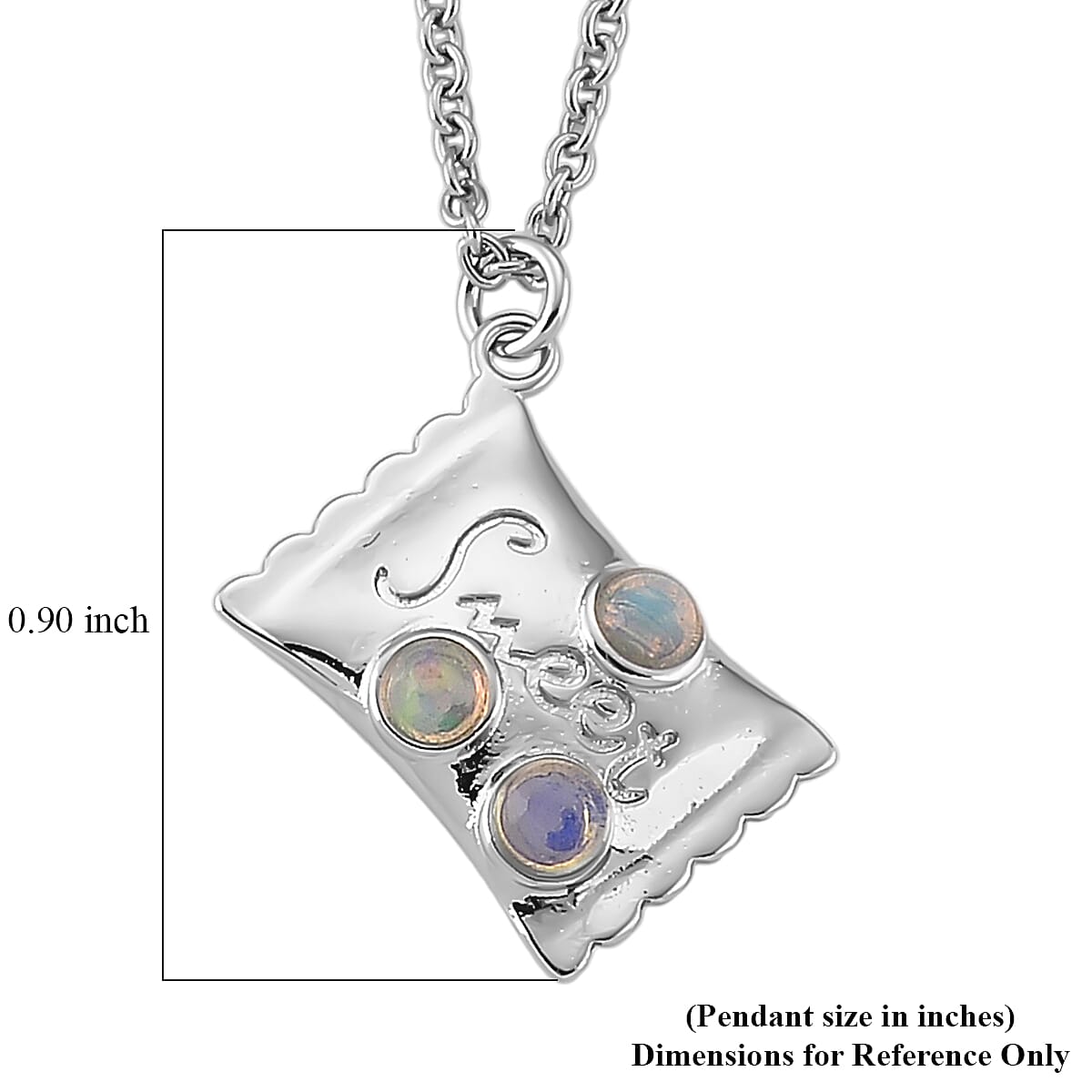 Opal 3.00 ctw Pendant in Silvertone with Stainless Steel Necklace 20 Inches