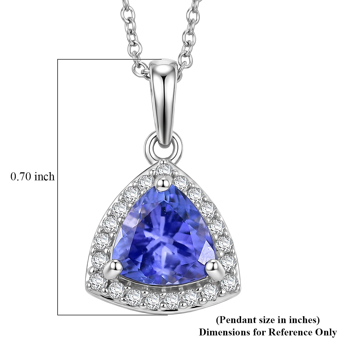 Premium Tanzanite and Lab Grown Diamond G-H SI 1.35 ctw Halo Pendant Necklace in 10K White Gold 20 Inches