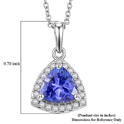 Premium Tanzanite and Lab Grown Diamond G-H SI 1.35 ctw Halo Pendant Necklace in 10K White Gold 20 Inches