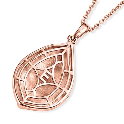 EverTrue Leaf Pendant in 14K RG Over Copper with ION Plated RG Stainless Steel Necklace 20 Inches