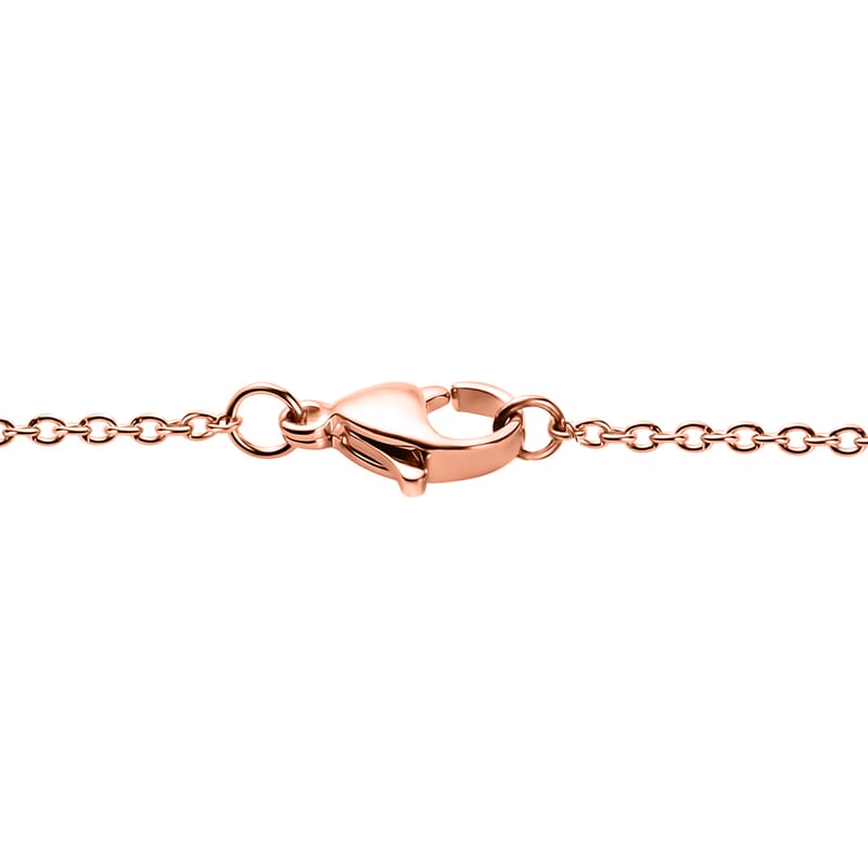 EverTrue Sky Bue Topaz 2.00 ctw Royal Clover Pendant in 14K RG Over Copper with ION Plated RG Stainless Steel Necklace 20 Inches