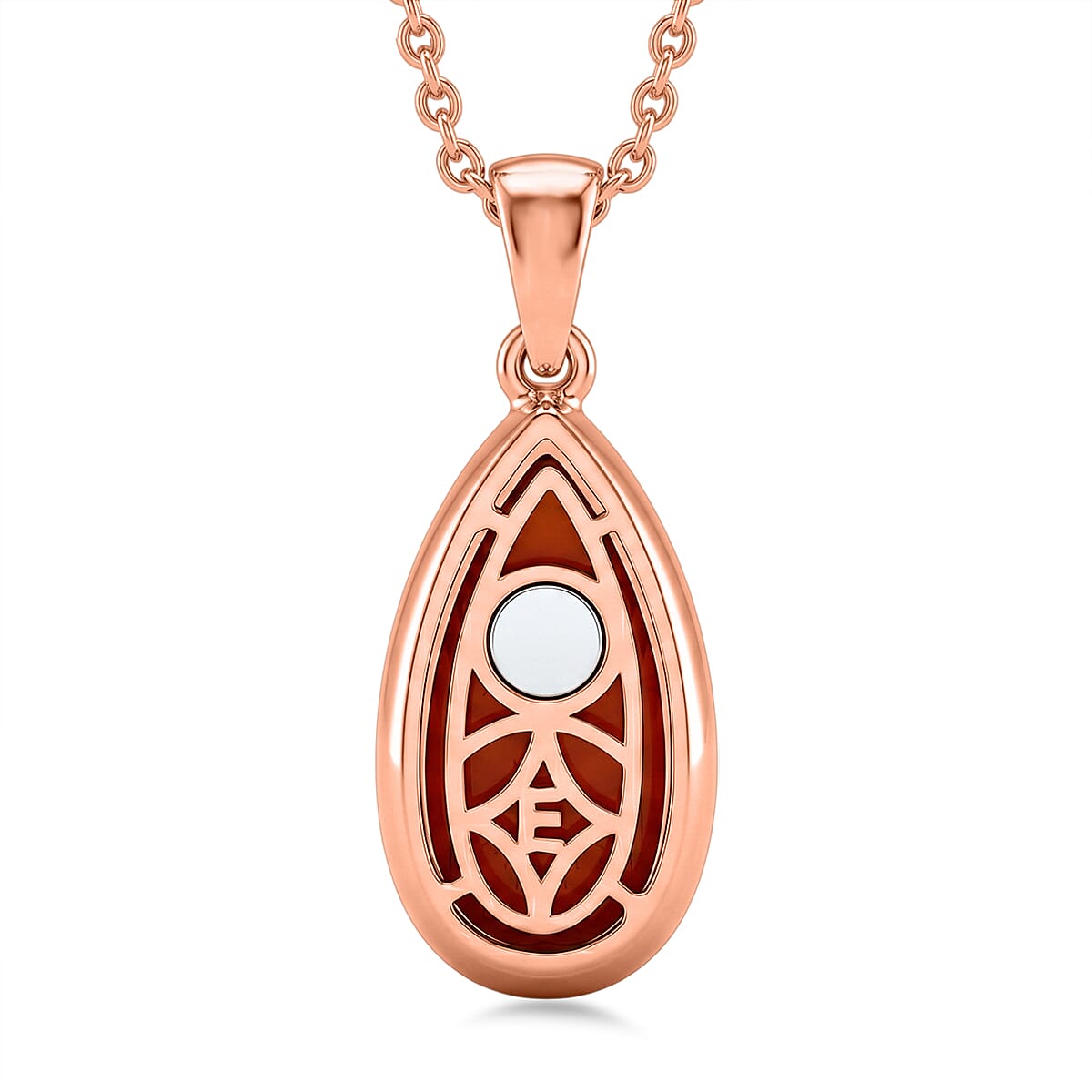 EverTrue Red Onyx Pendant in 14K RG Over Copper with ION Plated RG Stainless Steel Necklace (20 Inches) 8.75 ctw image number 4