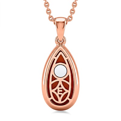 EverTrue Red Onyx 8.75 ctw Drop Pendant in 14K RG Over Copper with Magnet and ION Plated RG Stainless Steel Necklace 20 Inches