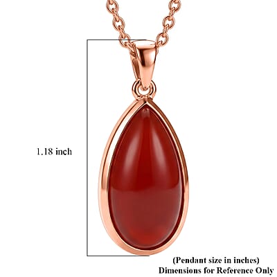 EverTrue Red Onyx 8.75 ctw Drop Pendant in 14K RG Over Copper with Magnet and ION Plated RG Stainless Steel Necklace 20 Inches