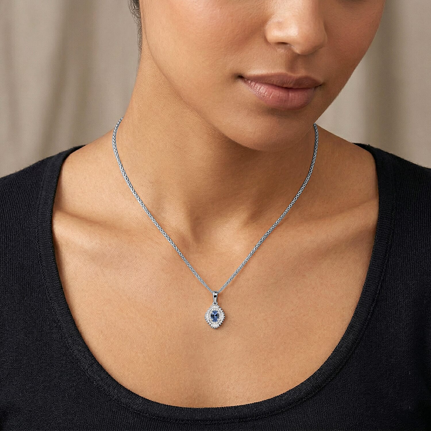 Ceylon Blue Sapphire / Rhodium Over Sterling Silver - Product card gallery slide 3 (10205757440313)