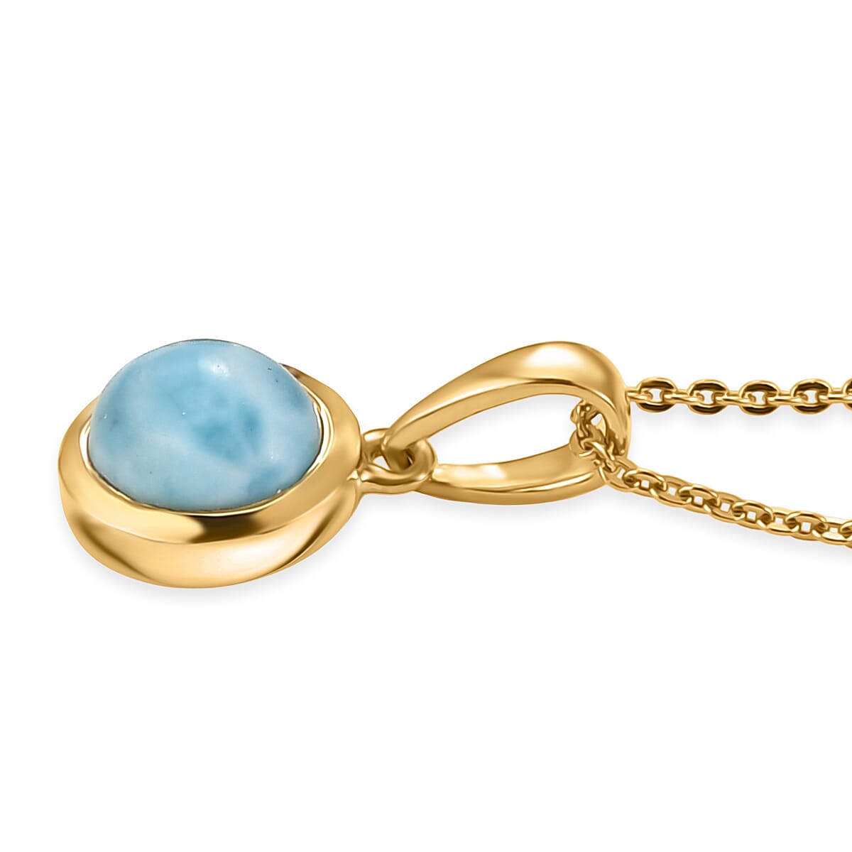 D'Joy AAA Larimar 1.80 ctw Ocean Dot Pendant Necklace in 18K Yellow Gold Over Sterling Silver 20 Inches image number 3