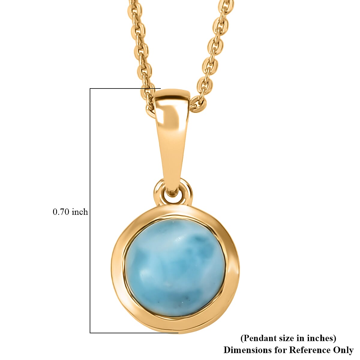 D'Joy AAA Larimar 1.80 ctw Ocean Dot Pendant Necklace in 18K Yellow Gold Over Sterling Silver 20 Inches image number 5
