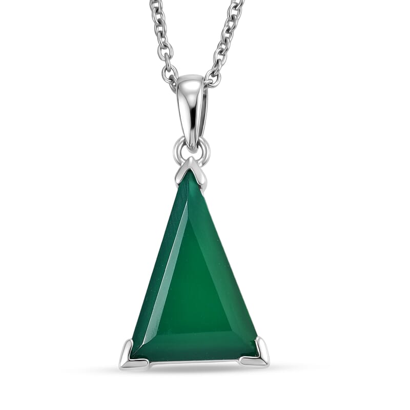 EverTrue Verde Onyx 24.50 ctw Earrings and Pendant in Platinum Bond with Stainless Steel Necklace 20 Inches
