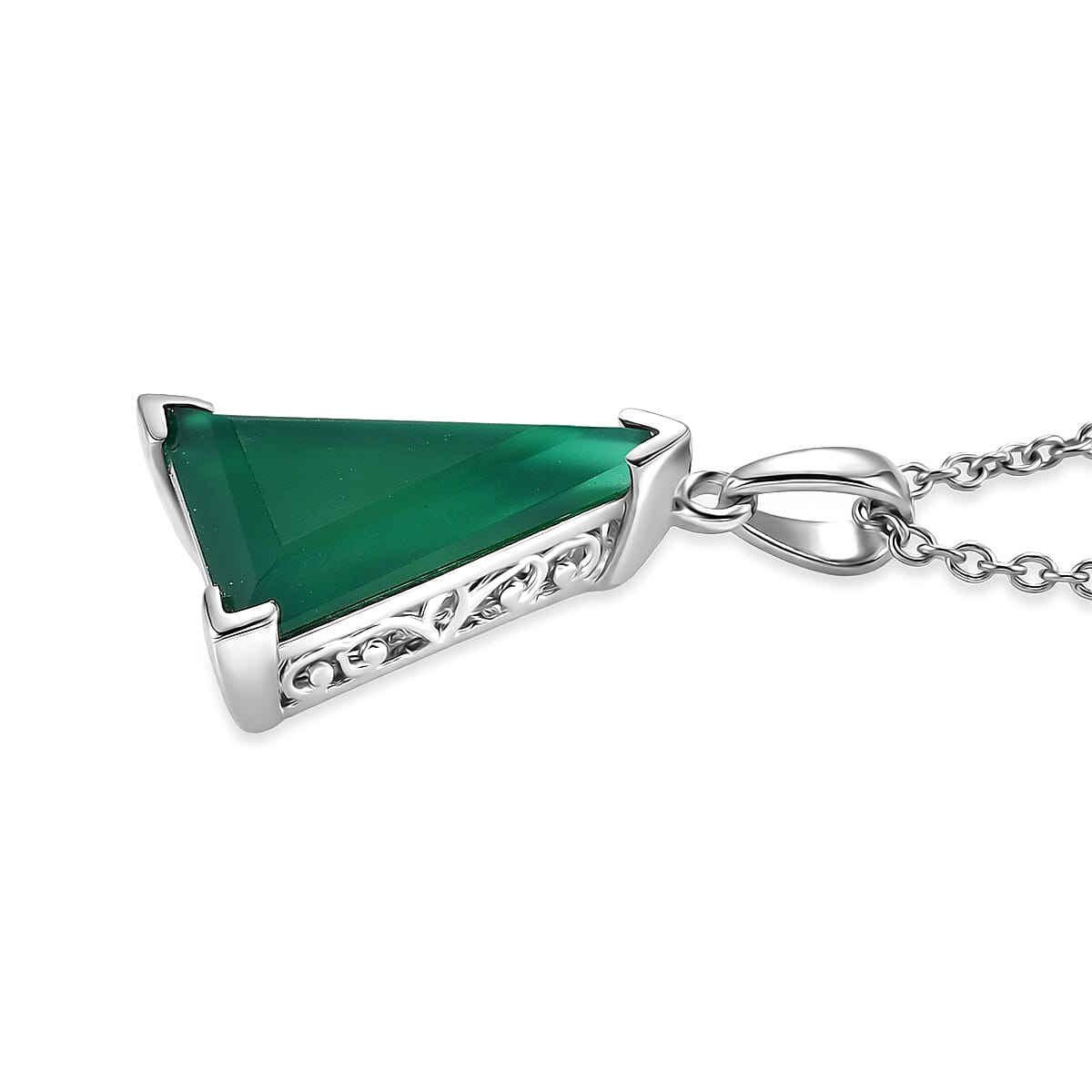 EverTrue Verde Onyx 24.50 ctw Earrings and Pendant in Platinum Bond with Stainless Steel Necklace 20 Inches image number 4