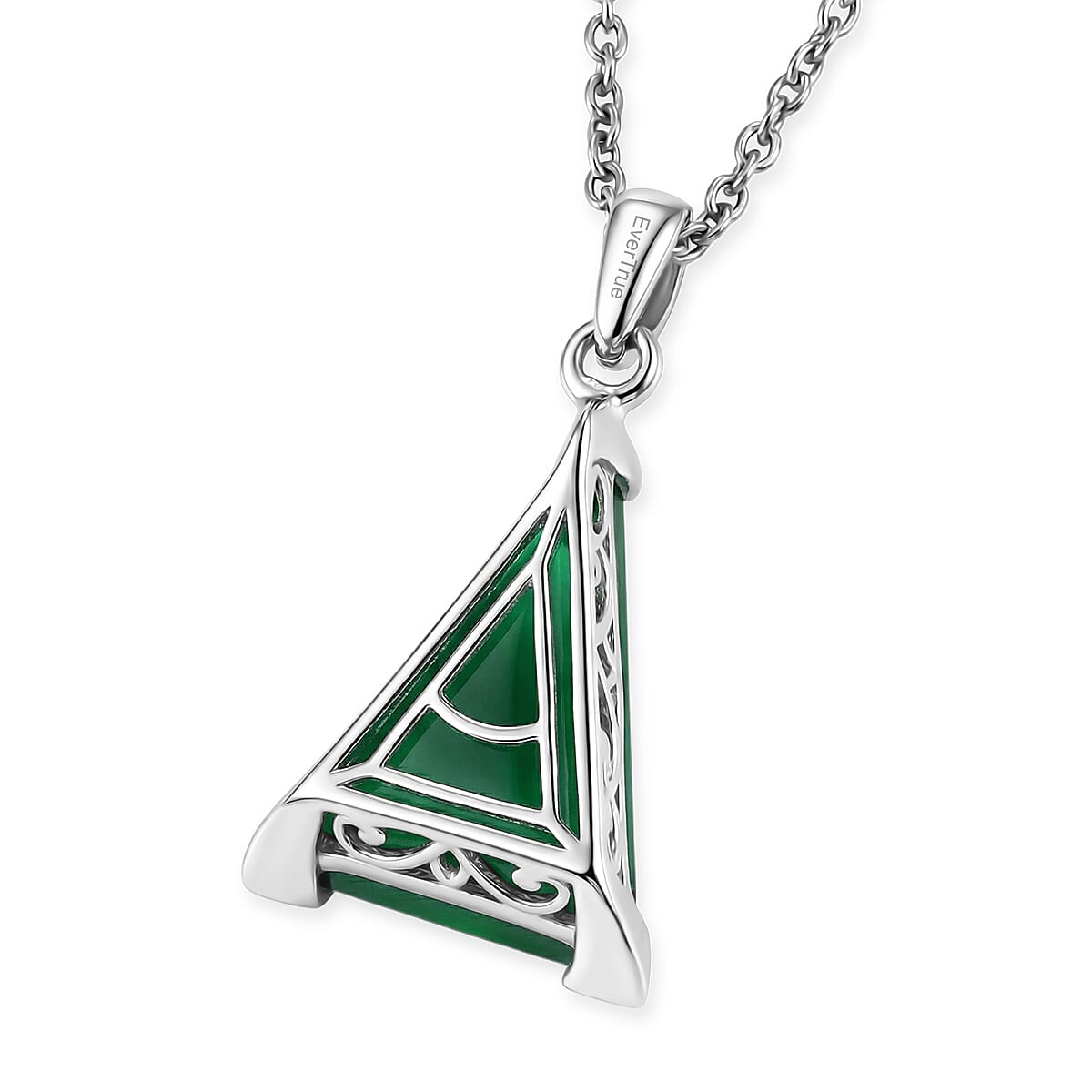 EverTrue Verde Onyx 24.50 ctw Earrings and Pendant in Platinum Bond with Stainless Steel Necklace 20 Inches image number 5