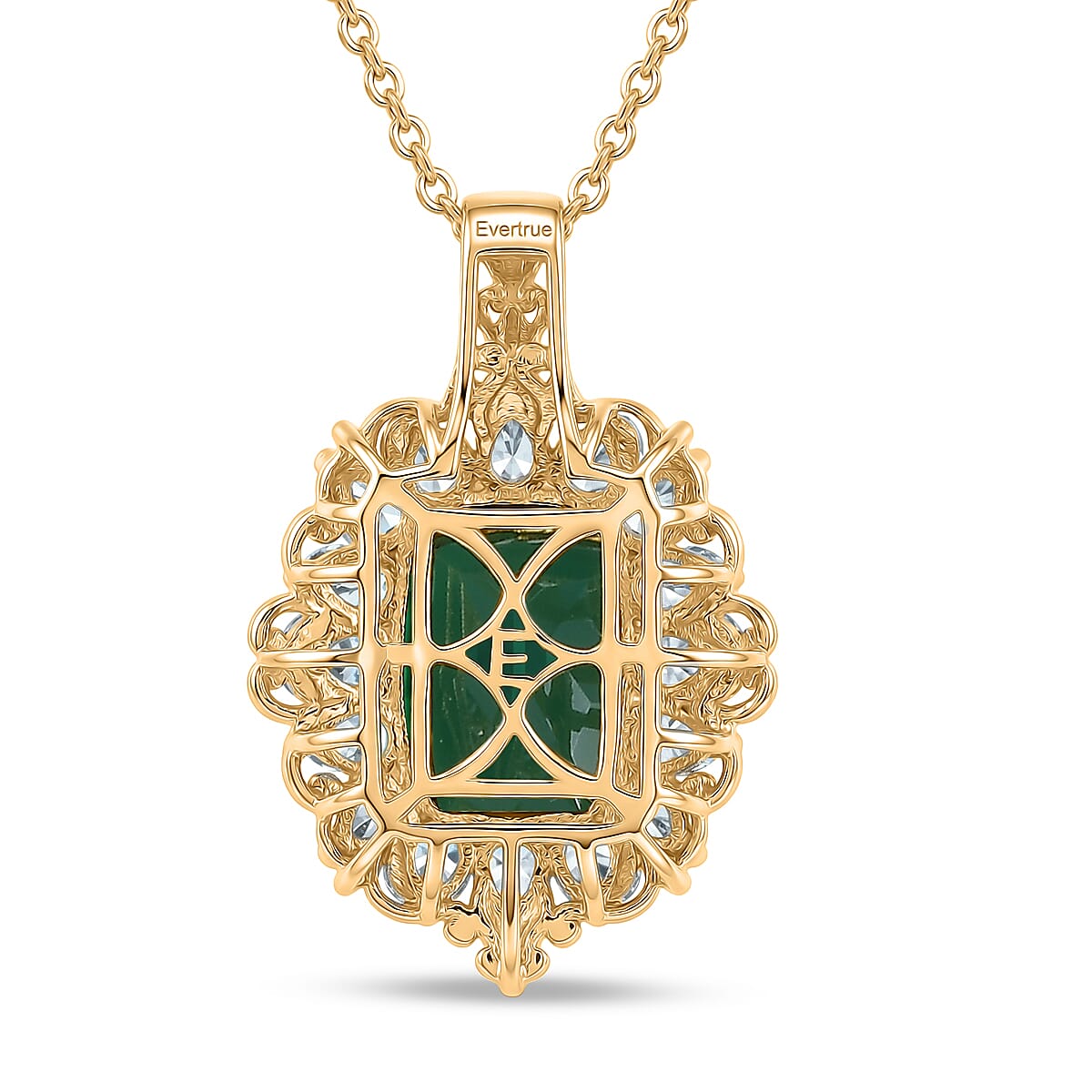 EverTrue Verde Onyx and Apatite 9.10 ctw Petal Bloom Pendant in 18K YG Plated with ION Plated YG Stainless Steel Necklace 20 Inches