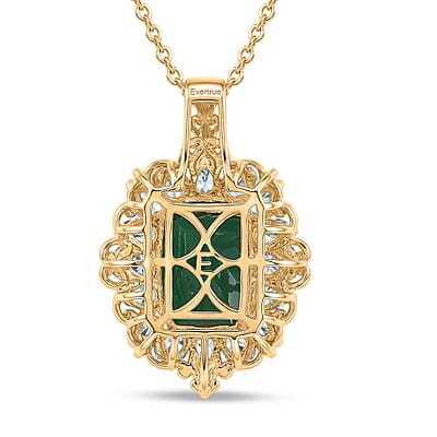 EverTrue Verde Onyx and Apatite 9.10 ctw Petal Bloom Pendant in 18K YG Plated with ION Plated YG Stainless Steel Necklace 20 Inches