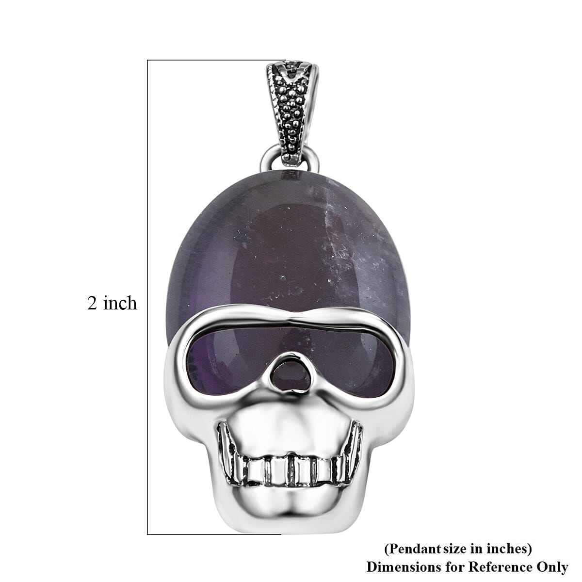 Amethyst 15.75 ctw Skull Pendant in Silvertone with Stainless Steel Necklace 20 Inches image number 4