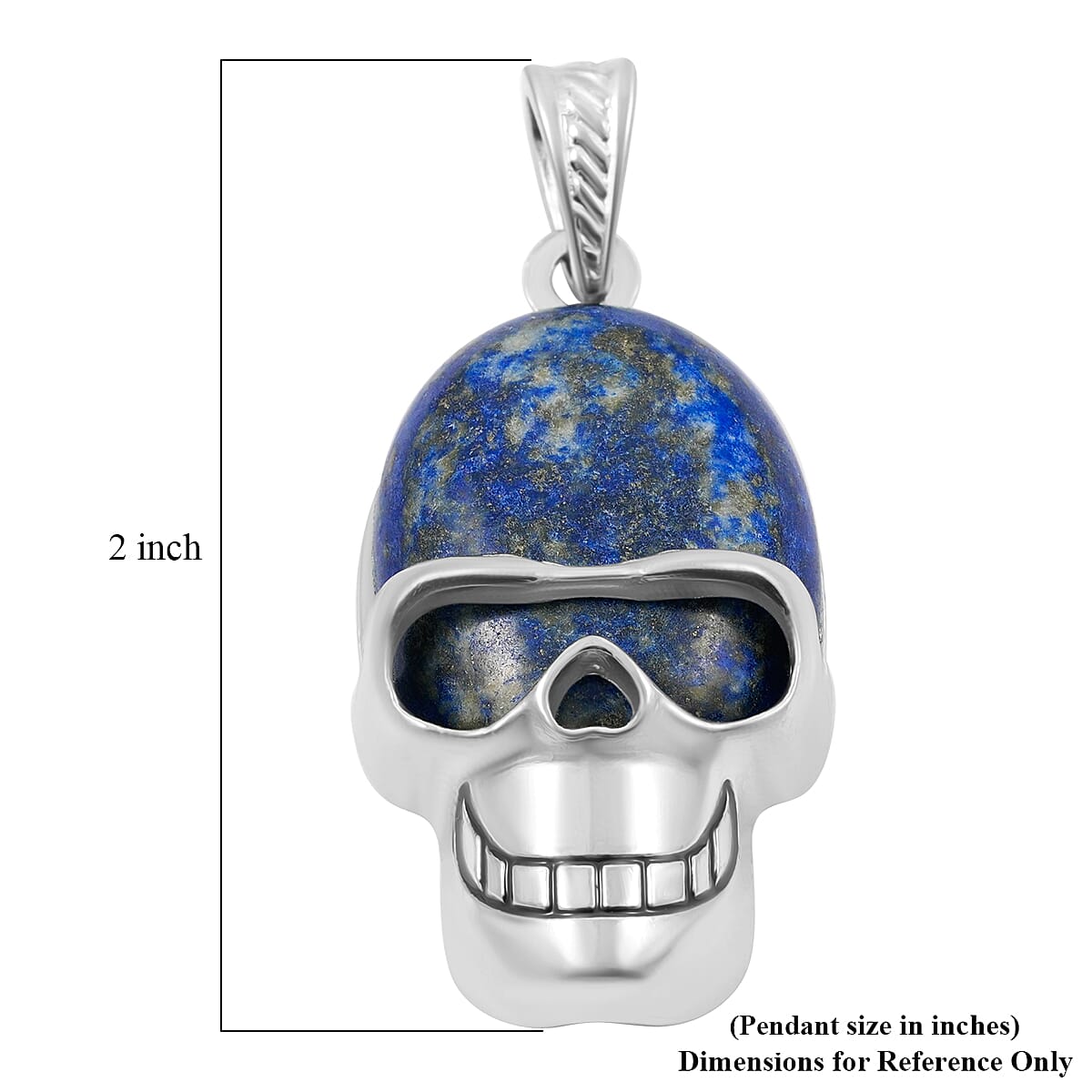 Sodalite 15.75 ctw Skull Pendant in Silvertone with Stainless Steel Necklace 20 Inches image number 4