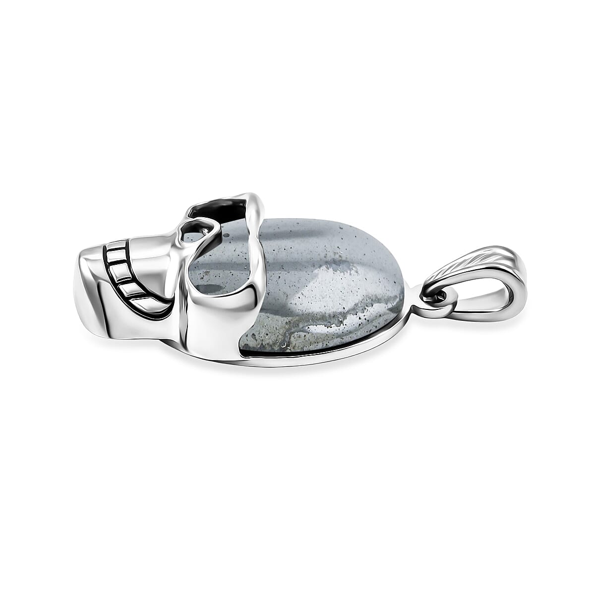 Terahertz 15.75 ctw Skull Pendant in Silvertone with Stainless Steel Necklace 20 Inches image number 3