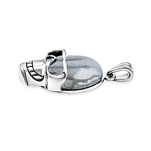 Terahertz 15.75 ctw Skull Pendant in Silvertone with Stainless Steel Necklace 20 Inches