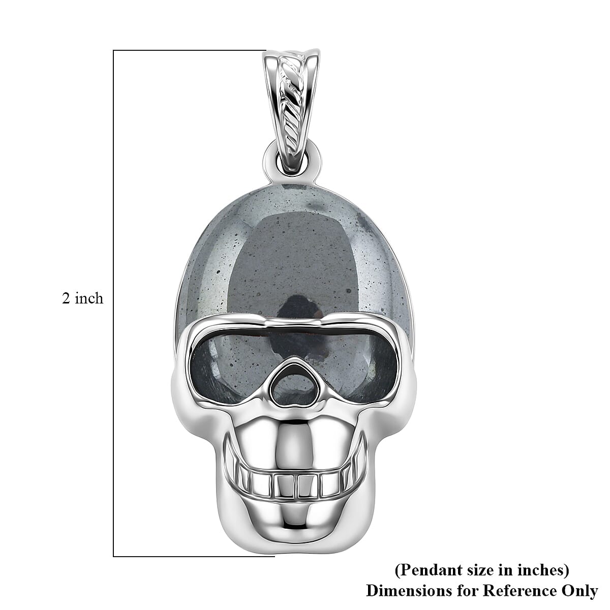 Terahertz 15.75 ctw Skull Pendant in Silvertone with Stainless Steel Necklace 20 Inches image number 4