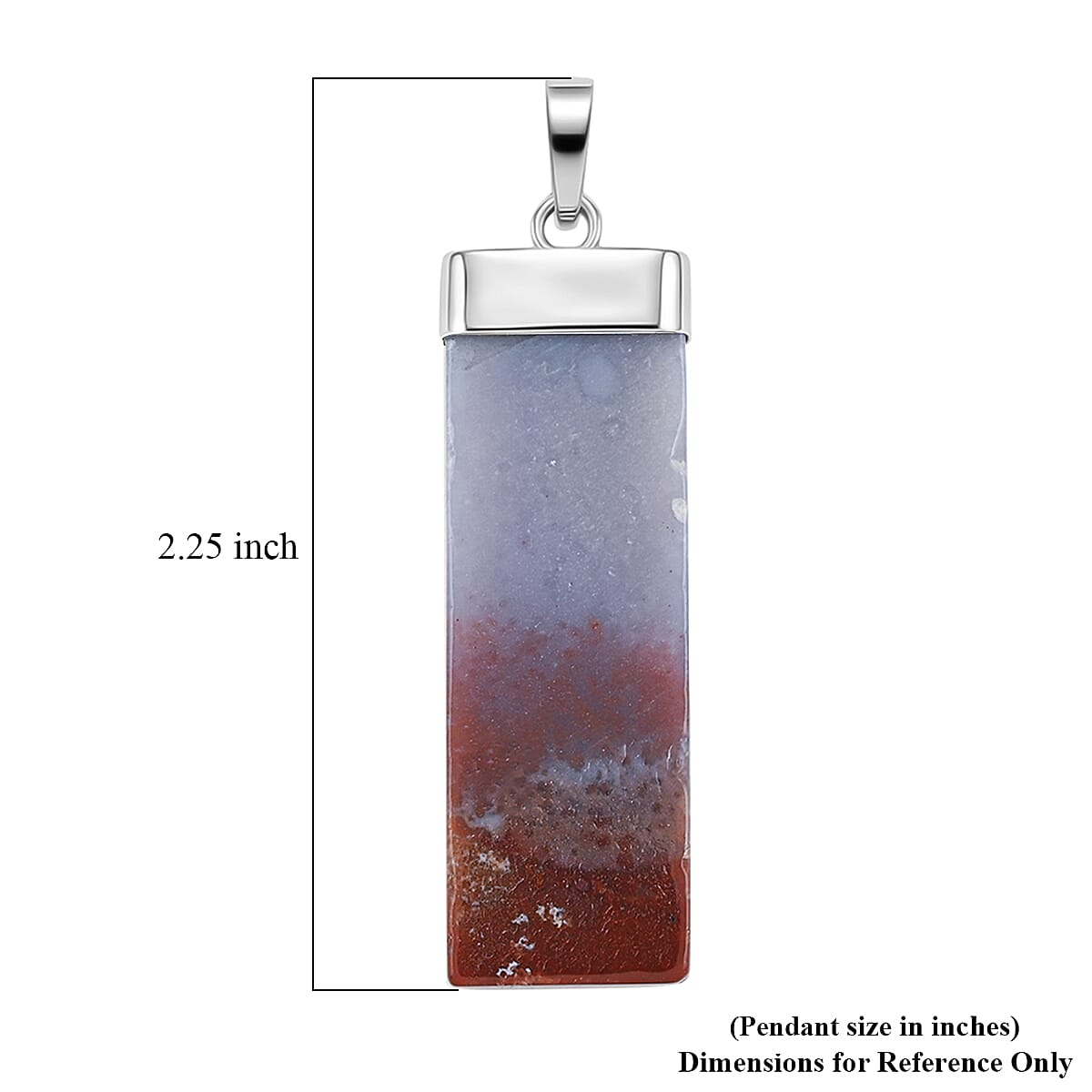 Multi Color Agate 36.00 ctw Rectangle Pendant in Silvertone with Stainless Steel Necklace 20 Inches image number 4