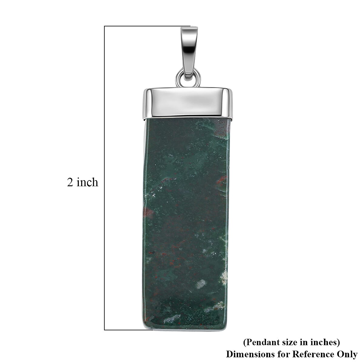 Indian Agate 36.00 ctw Rectangle Pendant in Silvertone with Stainless Steel Necklace 20 Inches