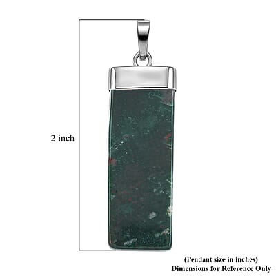 Indian Agate 36.00 ctw Rectangle Pendant in Silvertone with Stainless Steel Necklace 20 Inches