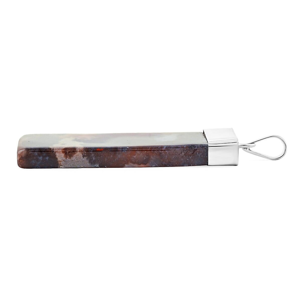 Red Agate 36.00 ctw Rectangle Pendant in Silvertone with Stainless Steel Necklace 20 Inches image number 3