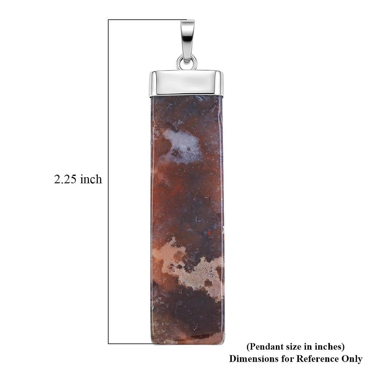 Red Agate 36.00 ctw Rectangle Pendant in Silvertone with Stainless Steel Necklace 20 Inches image number 4
